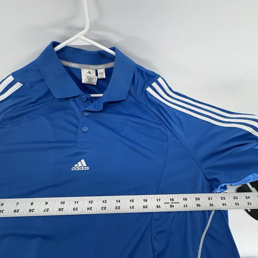 Adidas Clima Cool 365 Blue Polo Shirt‎ Athletic Performance Stripes Men  L